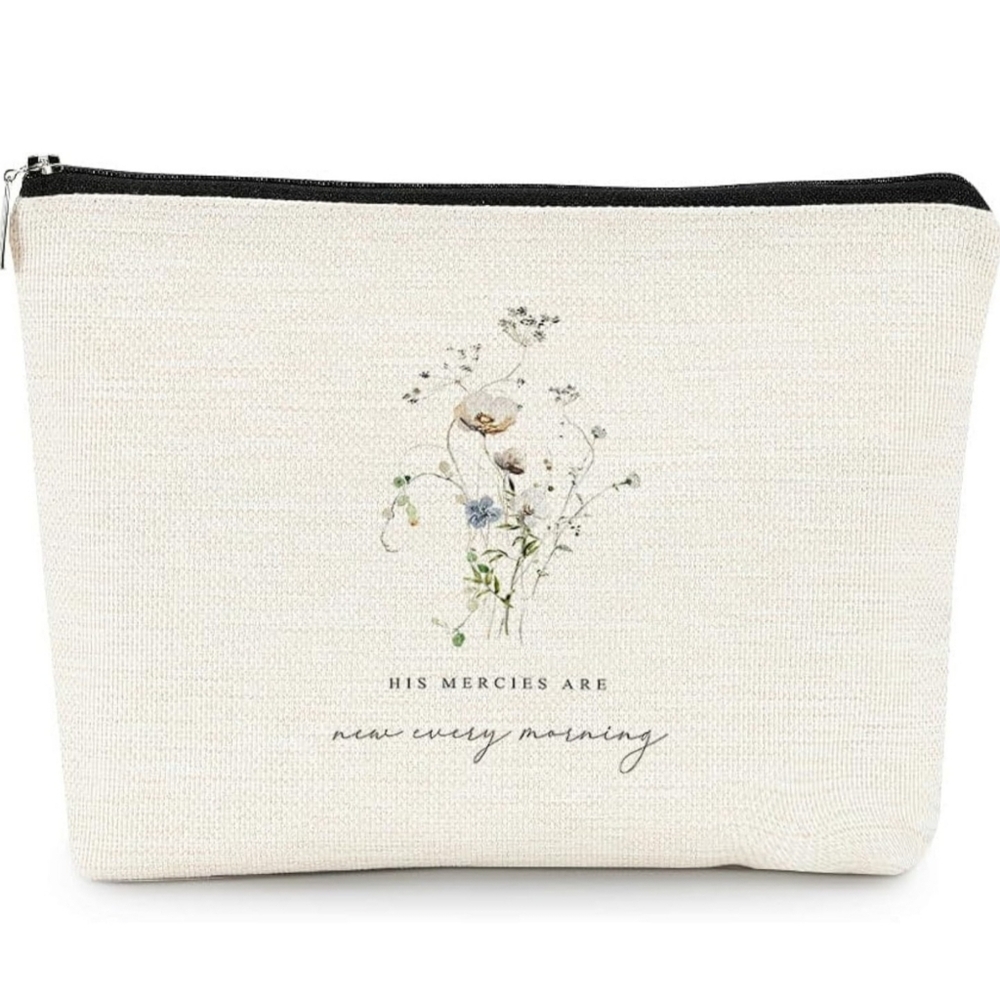 EXUQO Bible Verse Makeup Bag Cream 7.5"× 10"